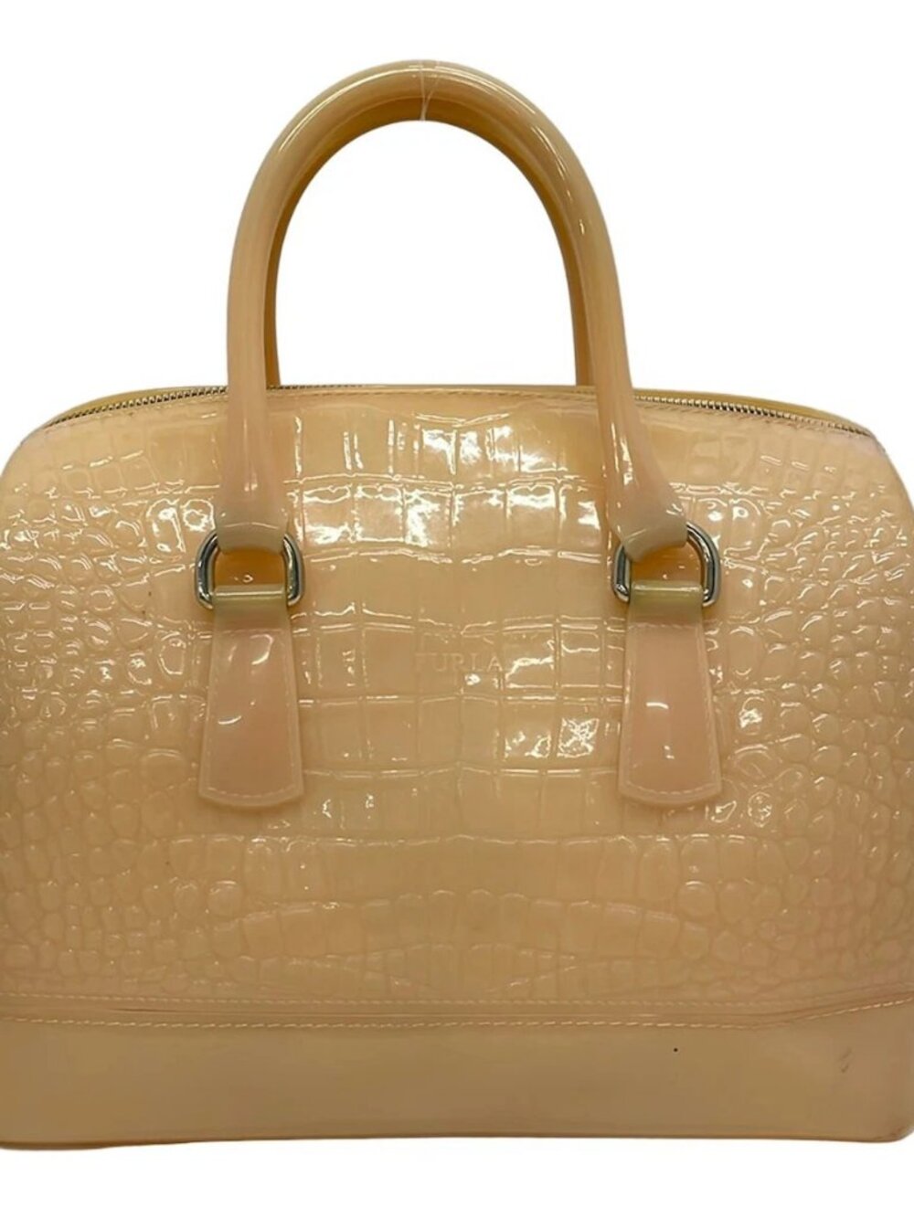 FURLA Candy Bag Beige Rubber Handbag